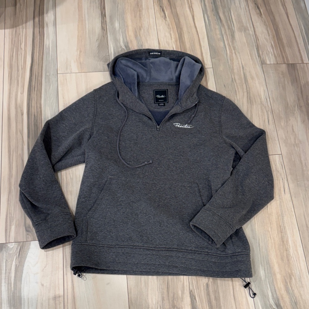 Men’s Primitive Charcoal Hoodie with Embroidered Logo | Large